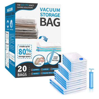 Vacuum Storage Bags with Hand Pump – 8-Piece Space Saver Set