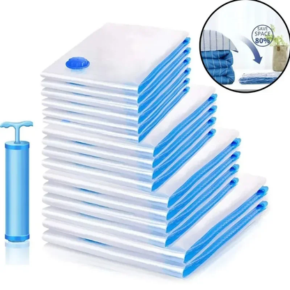 Vacuum Storage Bags with Hand Pump – 8-Piece Space Saver Set